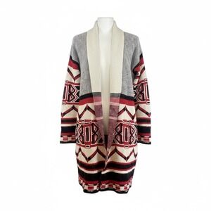 BCBGMAXAZRIA‎ Geometric Aztec Print Open Front Cardigan Blanket Western Tribal L